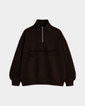 LOGO QUARTER ZIP BROWN