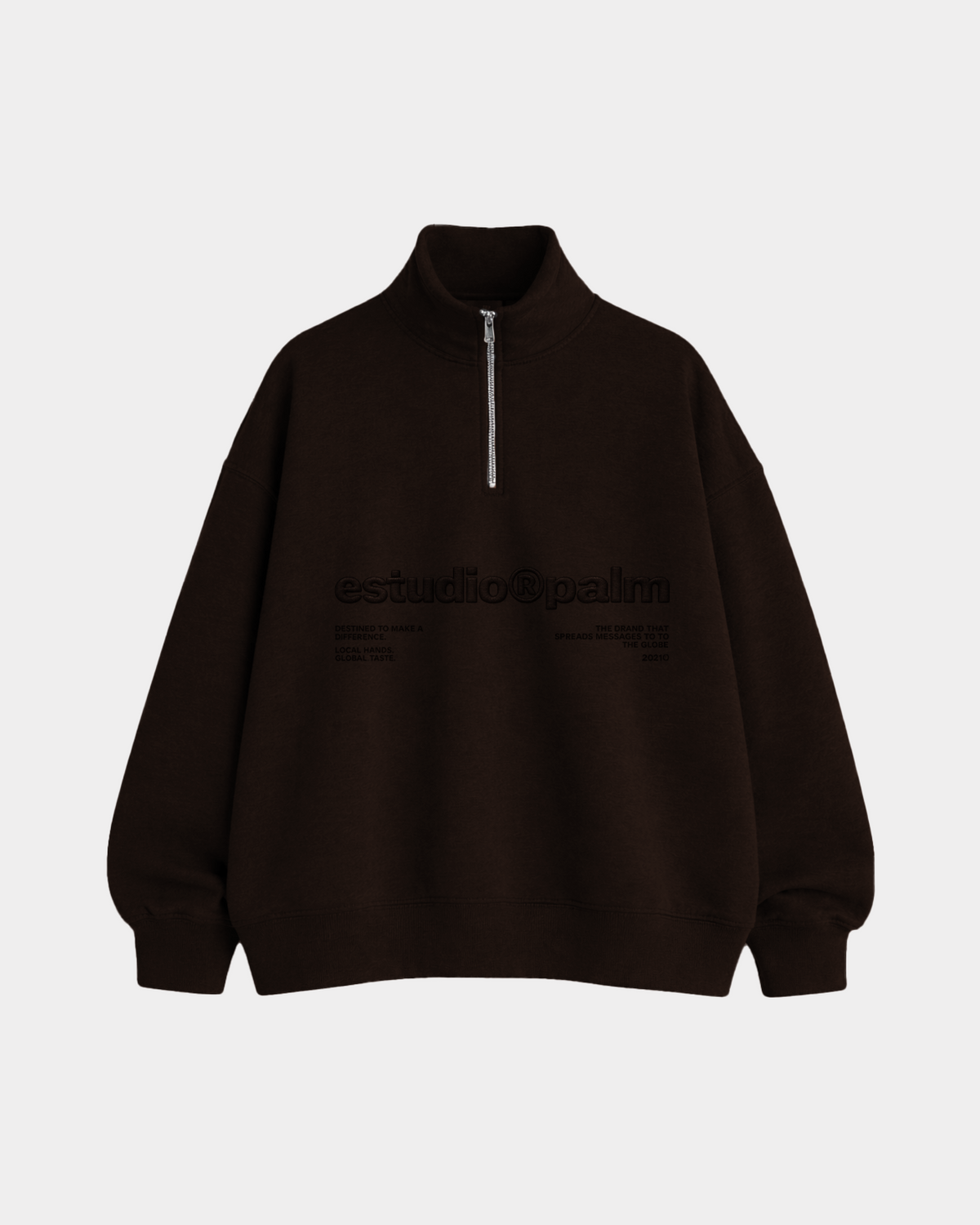 LOGO QUARTER ZIP BROWN