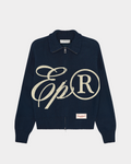 MONOGRAM NAVY KNIT ZIP-UP