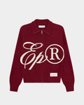 MONOGRAM BURGUNDY KNIT ZIP-UP
